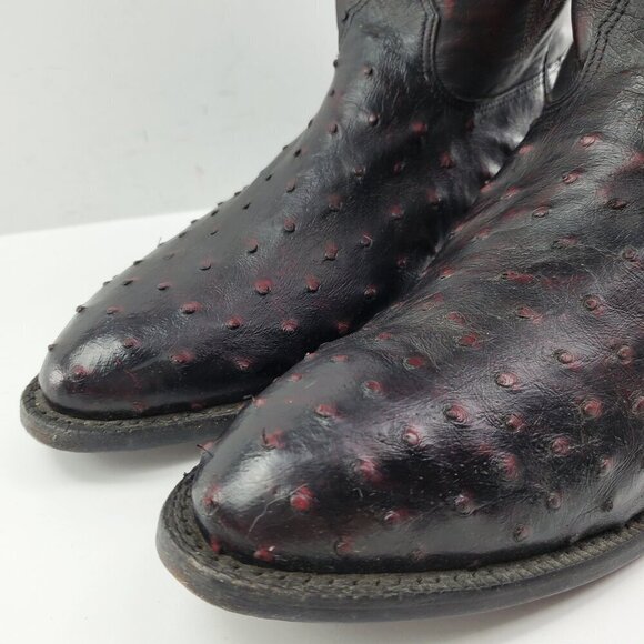 Nocona Boots Black Cherry Full Quill Ostrich Cowboy Barely Worn in Box Men 9.5 D main image 7